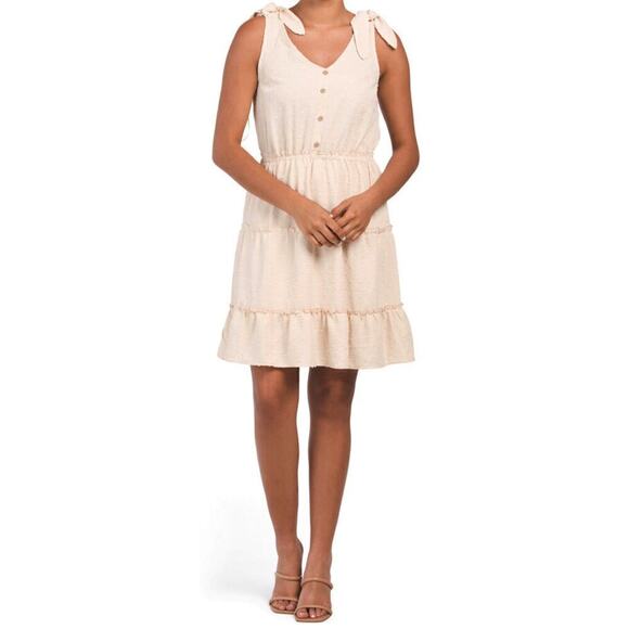 Lucky Brand Dresses & Skirts - New! Lucky Brand Women's Tie Shoulder Clip Dot Ruffle Tiered Summer Mini Dress